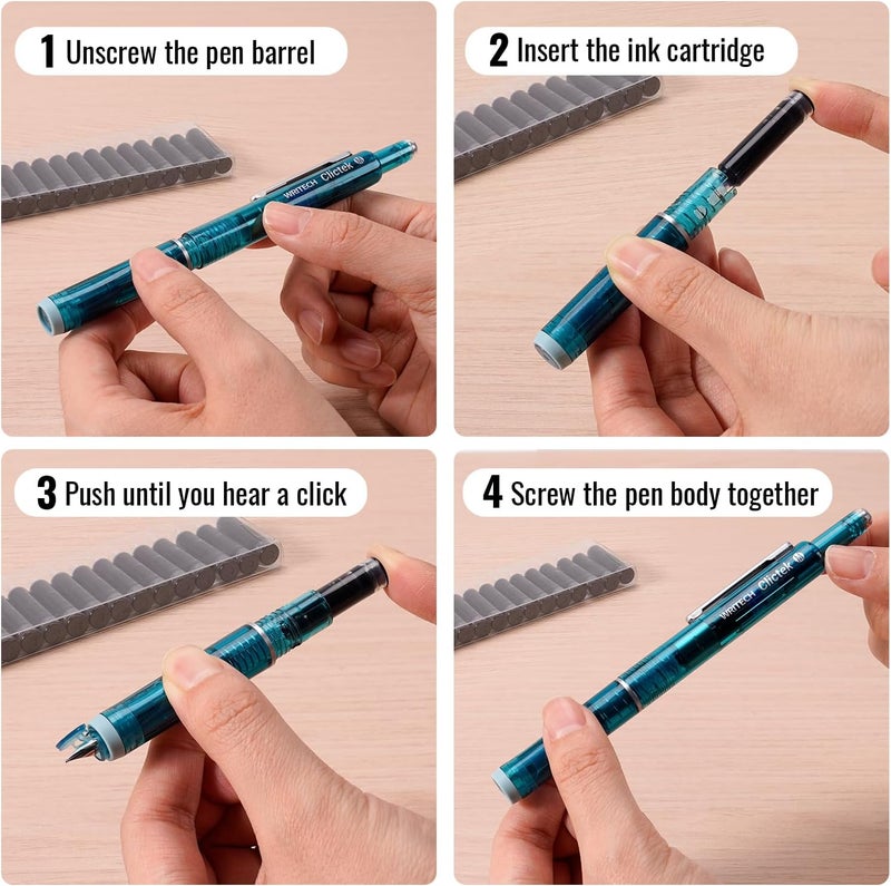 WRITECH Blue Ink Cartridge Set: 16 Ink Cartridges Clictek Fountain Pens - Image 2